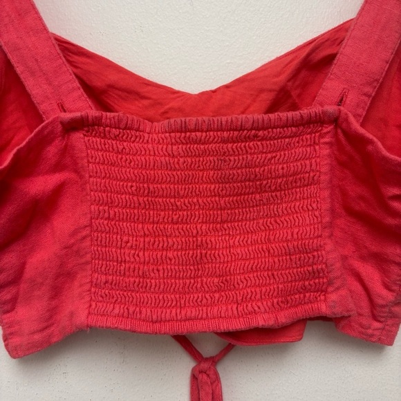 Abercrombie & Fitch Lace Up Linen Blend Crop Tank Top - Picture 6 of 9